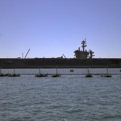 A nuclear-powered aircraft supercarrier (from really far away)