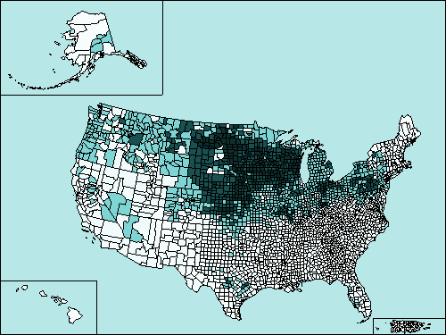 Dispersal of German Americans according to the 2000 census (CC licensed by Wikipedia User Stevey7788)